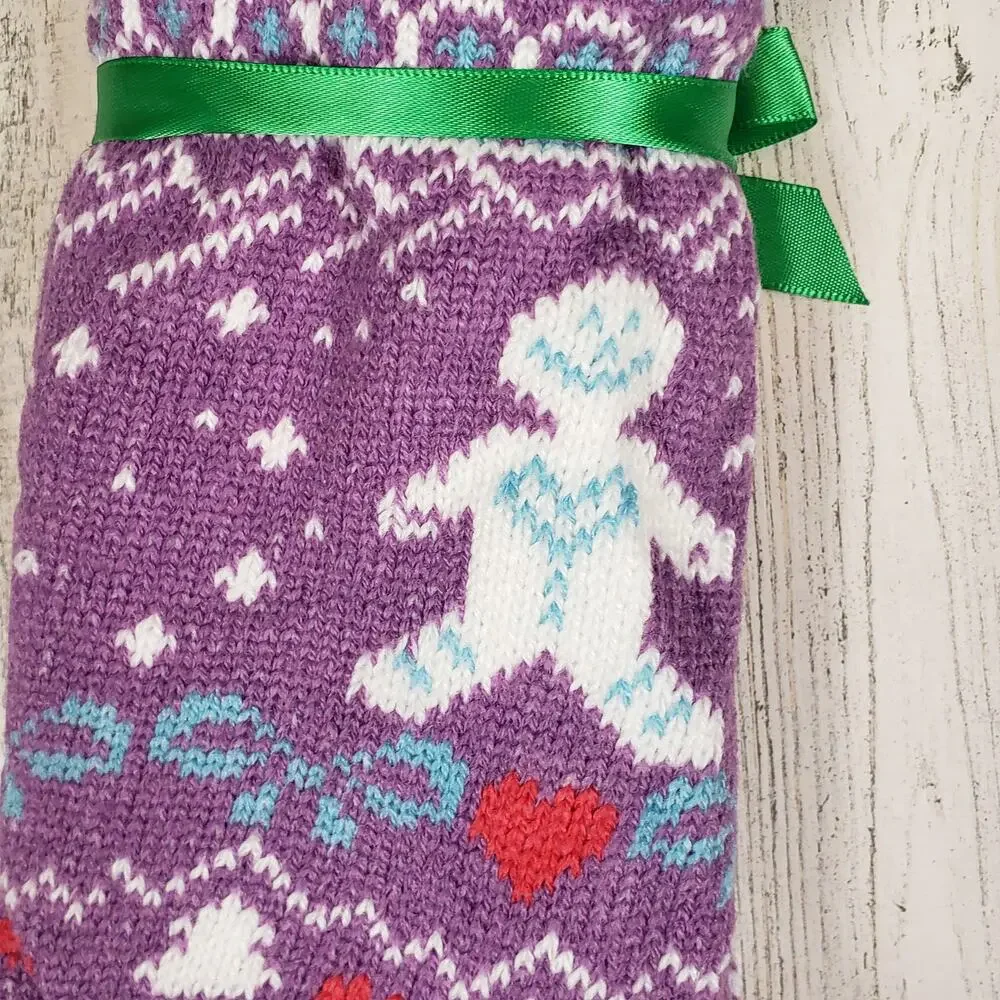 NWT Mari Clare Sherpa Lined Knit Winter Holiday Design No-Slip Slipper Socks